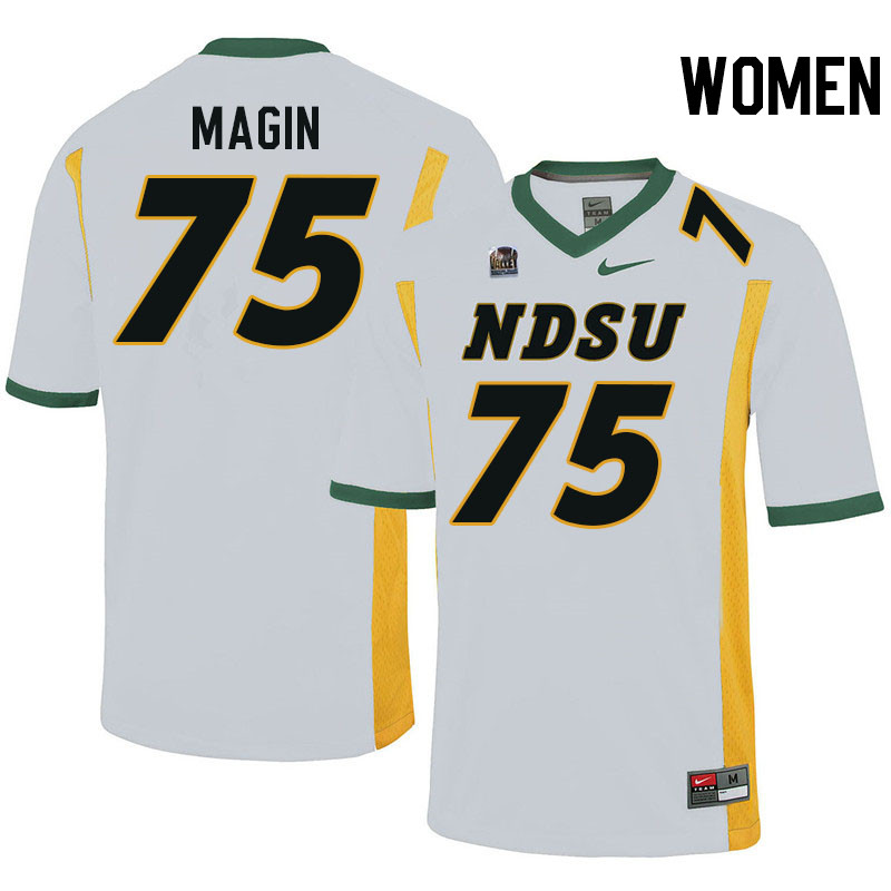 Women #75 Josh Magin North Dakota State Bison College Football Jerseys Stitched-White